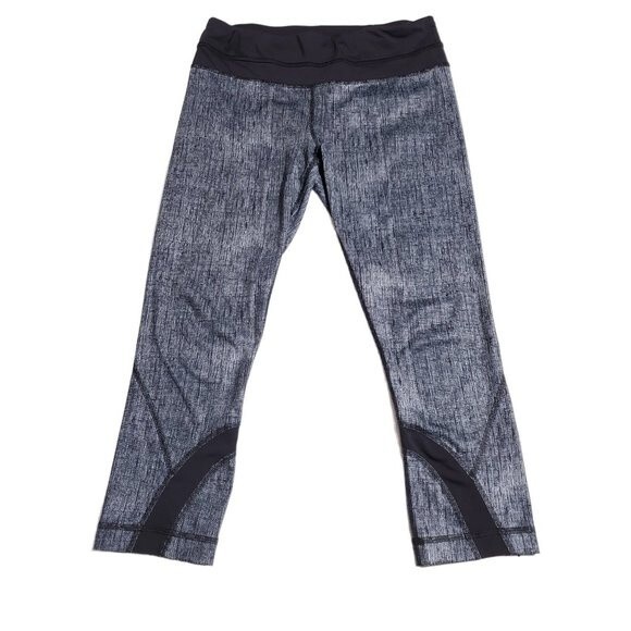 lululemon athletica Pants - Lululemon Run Inspire Crop II Size 6 Burlap Texture Black Dune Gray Luxtreme